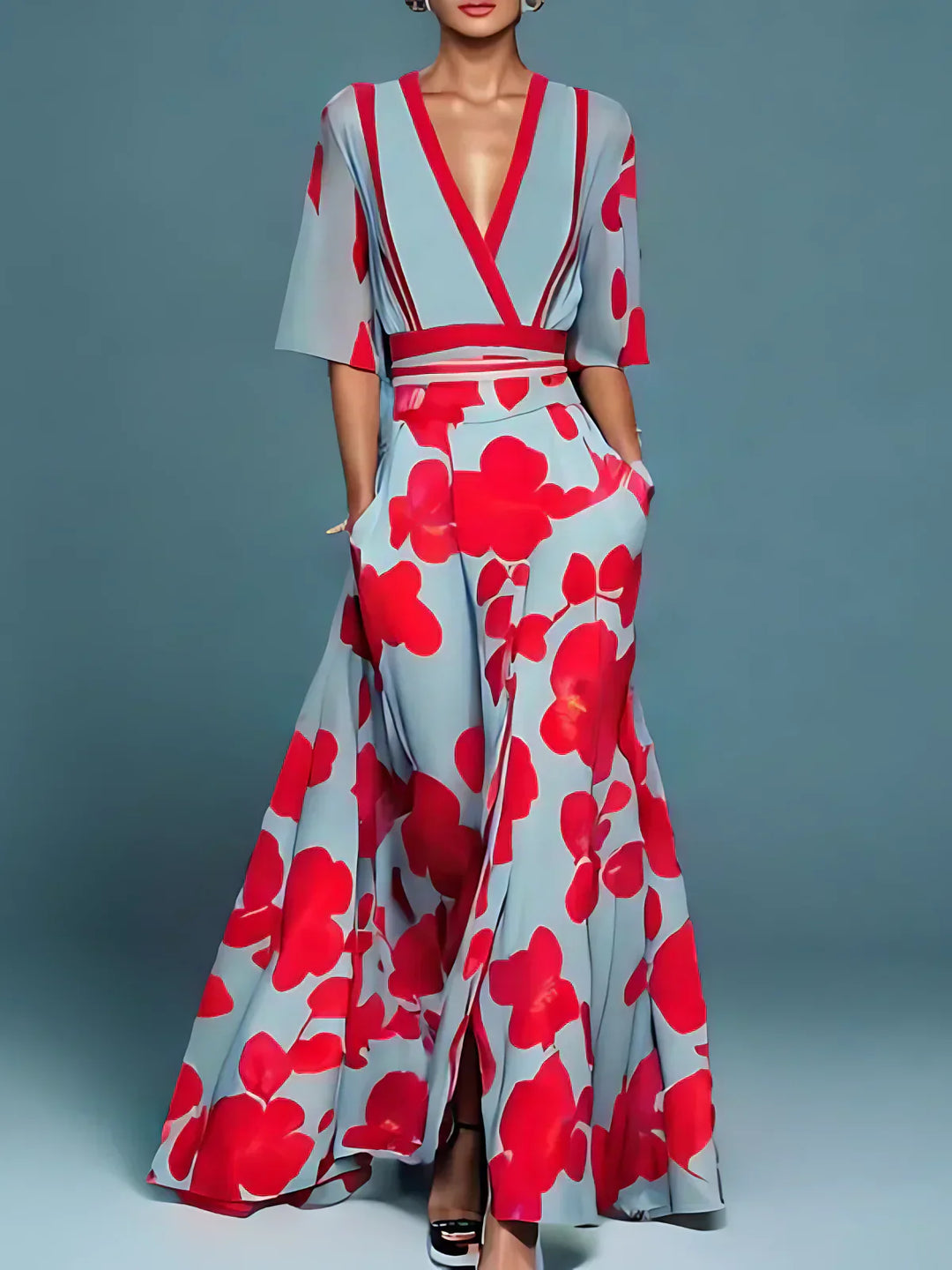 Isla - Elegant Dress With Flower Pattern